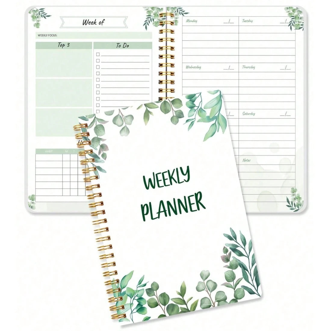 A5 Weekly Planner, Undated Organizer with Weekly Focus, To-Do List, Habit Tracker, Perfect for Work, School, and Productivity