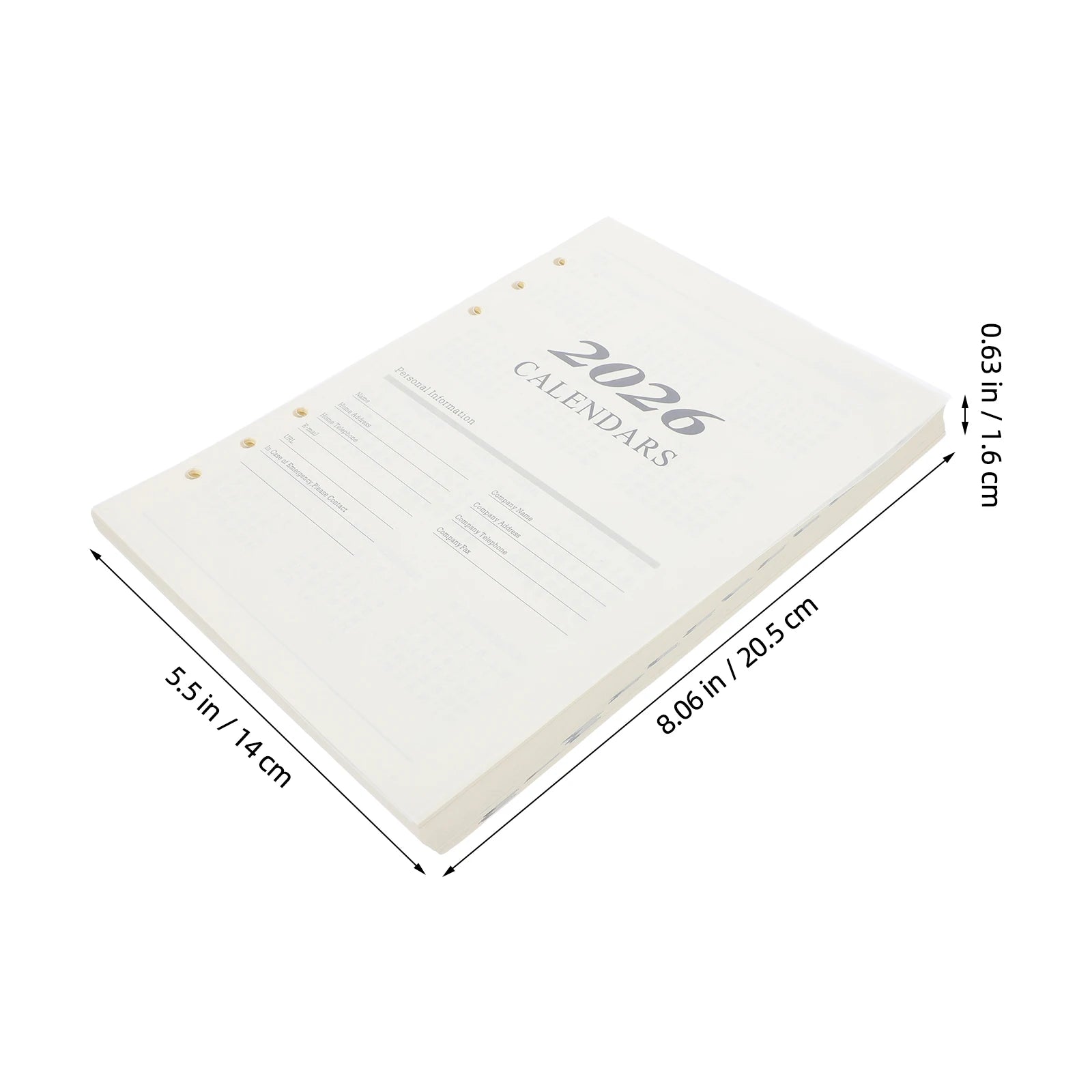 English Monthly Planner Refill 2026 Calendar Inserts 6 Hole Loose Leaf Paper Inserts A5 Size Daily Agenda Sheets Planner Pages