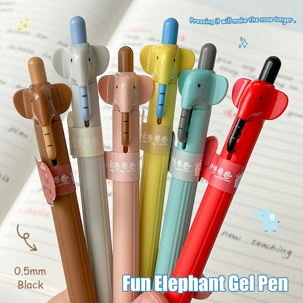3/6 Pcs Fun Elephant Gel Pen 0.5mm Cute Animal Theme Pen Perfect for School Office and Study with Smooth Writing Black Gel Pen