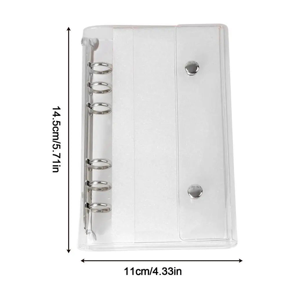 6-Ring PVC Binder Cover, Clear A6/A7 Notebook Closure for Loose Leaf Folder Photocard Scrapbook Photo Document Budget Organizer