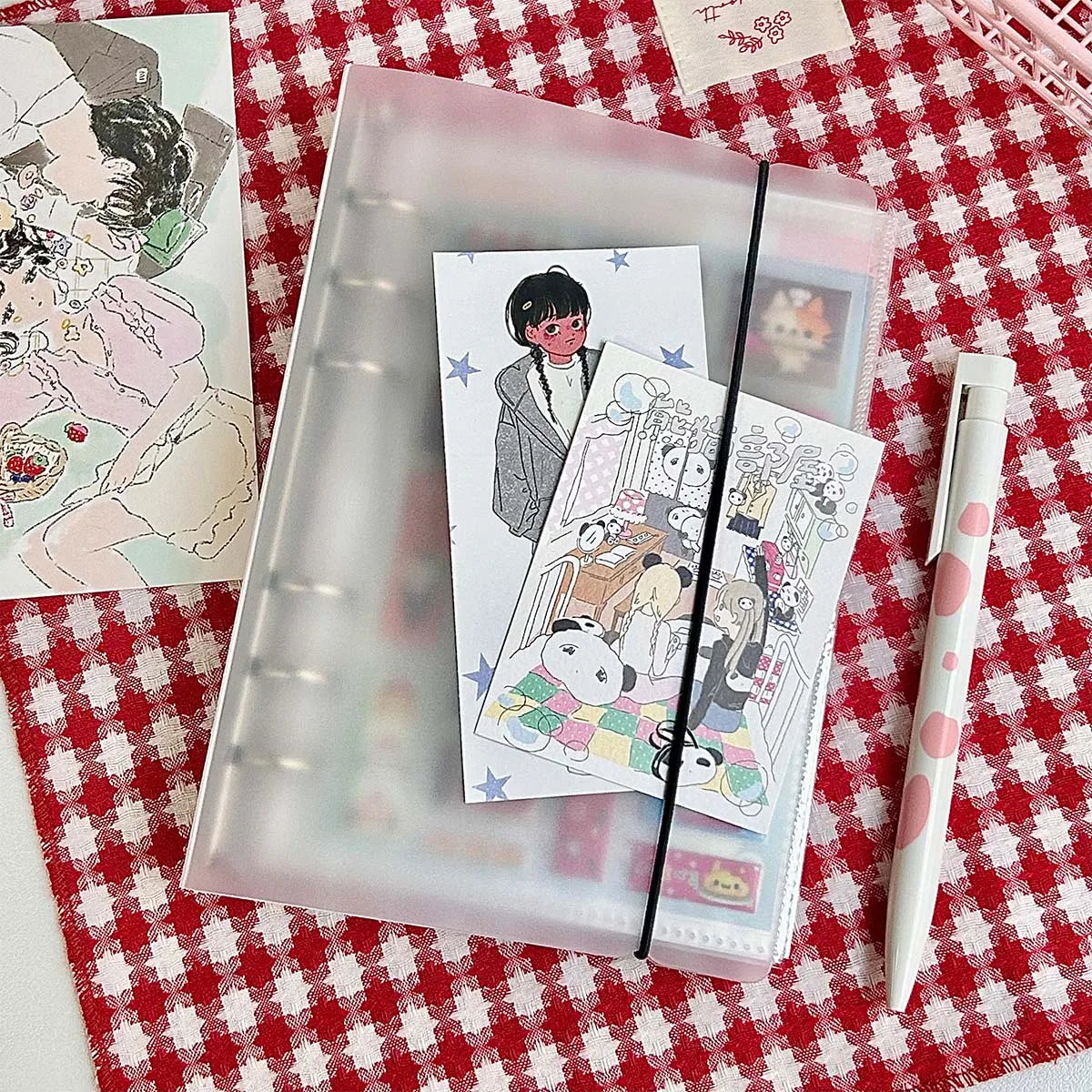 1pc Transparent PP A7 Binder Cover, 6-Ring Refillable Planner Protector, Lightweight Durable for Loose Leaf Notebook